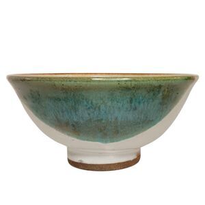 Studio Pottery Bowl Cream Green Blue Tan Signed Harris Ramen Rice Noodle Bowl